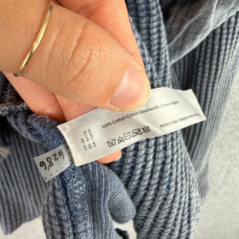 Free People One Gray Wash Thermal Waffle-Knit Long Sleeve Slouchy Lagenlook L - Picture 3 of 5